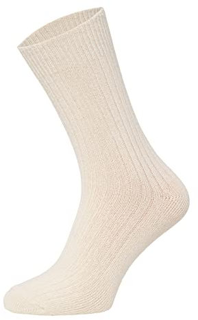 HomeOfSocks Ein Paar Wollsocken Socken Herren Und Damen - Dünne Warme Wollsocken Mit 72% Schaf Wollanteil | Creme Gr. 39-42