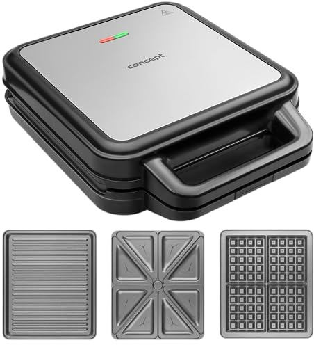 SV3080 Sandwich maker with exchange plates FAMILY 3in1 1200 W, Grau Schwarz
