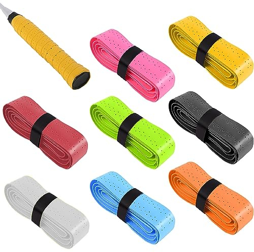 8pcs Griffband Tennisschläger, Griffband für Federballschläger, Badminton, Squash Schläger, Selbstklebend Griffband, Anti-Rutsch badmintonschläger- Mehrfarbig
