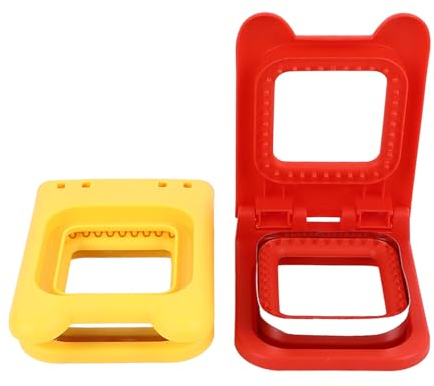 Cortador de sándwiches para niños, 2 unidades, rojo y amarillo, cuadrados, cuchillos de acero inoxidable, juego de cuchillos para sándwiches, moldes de corte