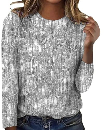 Amazon Deals of the Day Uk Red Sparkle Top Women Lady Long Sleeved Top Sleeveless Blouses For Women Uk Womens Party Tops Size 12 Aesthetic Fall Clothing Mens Gift Sets Sale Clearance