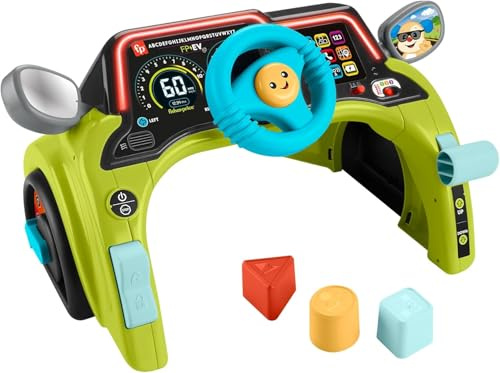 Fisher-Price Centre d’activités Ma Première Voiture Rires et Éveil, Jouet d’Apprentissage pour bébé et Enfants à partir de 6 Mois, Version multilingue, HYR92