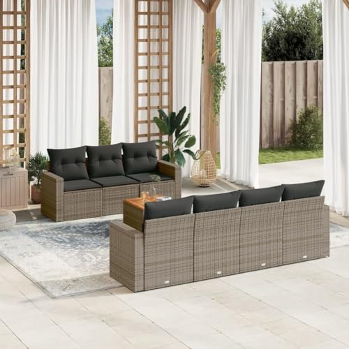 SECOLI Conjunto de muebles de jardín de ratán con espacio de almacenamiento, XXL, muebles de terraza, sofá de salón, grupo de asientos de ratán, muebles de esquina, juego de muebles de balcón, color