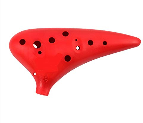 LEIXIUSM 12 Hole Alto C Ocarina Vessel Flute ABS Material with 2 Protective Bags Musical Gift for Beginners(Color:Red)