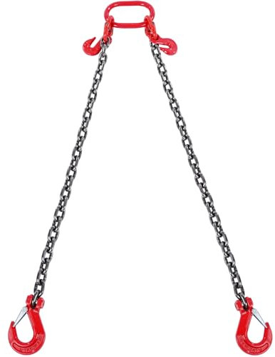 VEVOR Élingue Chaîne de Levage 2 Brins avec Crochets et Ajusteurs, 10 mm x 180 cm, Capacité de Charge 5000 kg, Grade 80, pour Chariot Élévateur, Palan à Moteur, Quai, Chantier de Construction, Usine