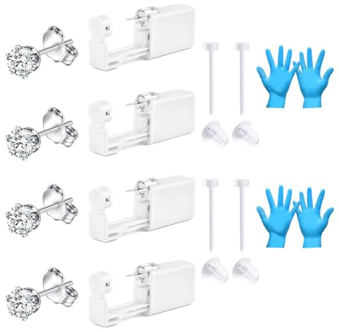 AceFun pistola piercing conjunto oro plata 4mm helix tragus pendientes de joyería con espárrago oído de seguridad de acero inoxidable