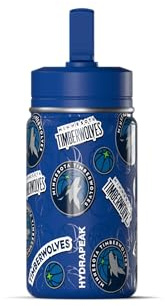 Hydrapeak x NBA Officially Licensed Minnesota Timberwolves 14oz Mini Kids Water Bottle with Straw Lid and Handle Reusable Stainless Steel Double Wall Insulated Spill Proof Sports Gift for Boys Girls