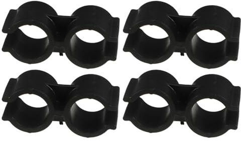 PRETYZOOM Morsetto di collegamento doppio per paletta e scopa in plastica PVC resistente, facile da montare, senza attrezzi, 4 clip di collegamento salvaspazio per scaffali supermercati
