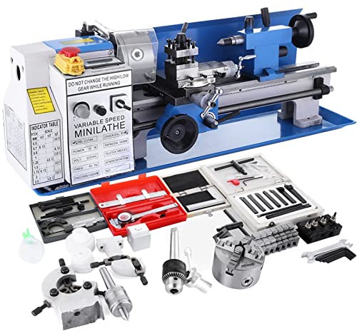 Mini torno de Metal de 550 W, 7x14 pulgadas for banco de Metal, torno paralelo de precisión, perforación Digital de velocidad Variable