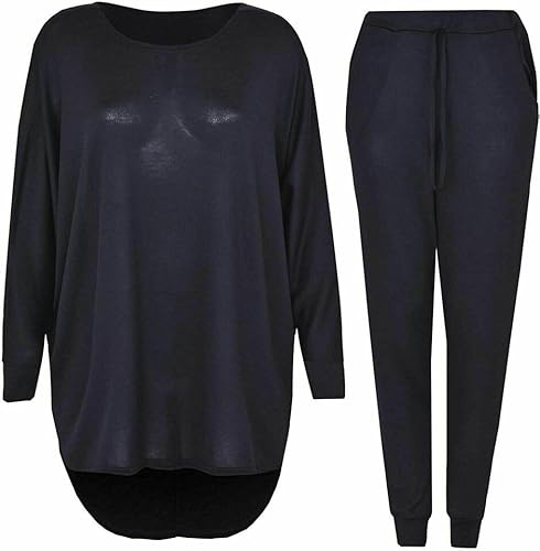Cloth Garage® Ladies 2 Piece Track Suit Set High Low Top and Bottoms Casual Loungewear Sweatshirt Jog Two Side Pockets – Elasticated Waist with Drawstring Jogger 2 Piece Jogging Set