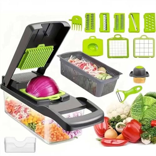 16 in 1 Vegetable Chopper Box Onion Chopper Salad Chopper Food Dicer Mandoline Vegetable Slicer Mandolin Slicer Onion Cutter, Multifunctional with Adjustable Cutter, Kitchen Tools & Gadgets