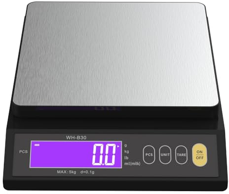 Kznifmk Bilancia Digitale Bilancia Elettrica Ricaricabile 0,1 G Bilancia da Cucina Conteggio Tara Spegnimento Tensione Automatica Conversione Unità 5 Kg 0,1 G