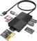 Multi USB Hub Card Reader 8-IN-2 Memory Card Reader Adapter for SD SDXC SDHC CF CFI MS MMC UHS-I MicroSD MicroSDXC MicroSDHC XD Card Reader 3 USB3.0 MultiPort Hub 5Gbps for 8 Ports Simutaneously