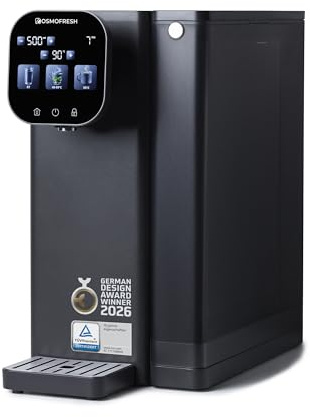 OsmoFresh Fusion Air Auftisch Osmoseanlage | Keine Installation | Heißwasserspender | Filterung & Mineralien | 3-Fach UV-C LED | Abwasserverhältnis 2:1 | TÜV zertifiziert