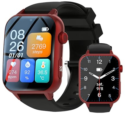 Vexorium Reloj Inteligente 4G para Cuidado de Mayores con SOS, Alerta de Caída, GPS, Aviso de Hora & Asistencia Remota – Diseñado para una Gestión Eficiente de Familias y Cuidadores,Rojo