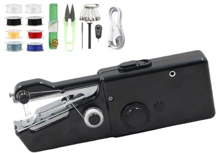 Anlising Macchina da Cucire Portatile, Mini Macchina da Cucire, con Accessori, macchina da cucirè Elettrica portatile, macchina da cucire Manuale Portatile, per cucire Vestiti, Fai da Te (Nero)