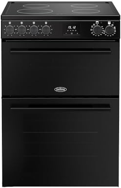 Belling 60cm wide Double Oven BEL FSA VISION 60E Electric Cooker with Ceramic Hob - Black - A Rated