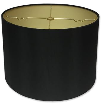Royal Designs, Inc. HB-610-10BLK/GL Shallow Drum Hardback Lamp Shade, 9 x 10 x 7, Black with Gold