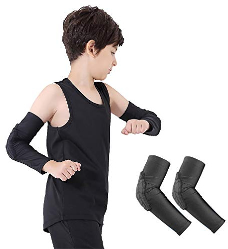 Luwint Children Volleyball Arm Pads - Boys & Girls Compression Armour Protective Elbow Guard for Football Basketball Baseball Bowling Tennis Hockey Sports, 1 Pair (Medium)