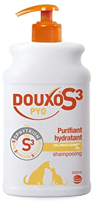 Douxo S3 PYO Shampooing nettoyant, désinfectant et apaisant pour Chiens et Chats avec des irritations, des Boutons ou des croûtes, 500ml