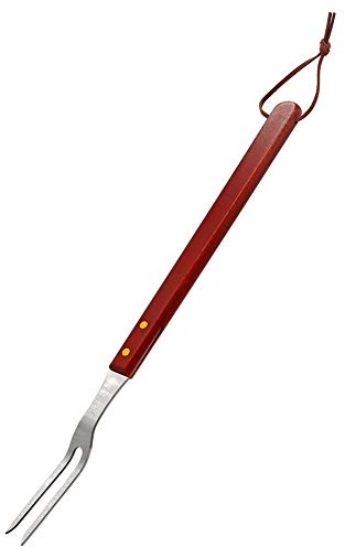PEPKICN 2 Tine Stainless Steel Carving Fork-Barbecue Meat Fork-Camp Cooking Tool with Wooden Handle (18 inches)
