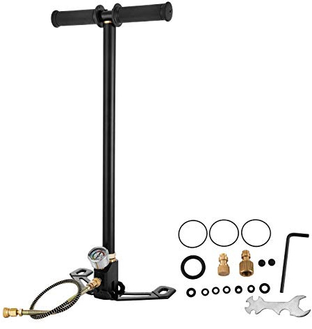 VEVOR Fot Pump 0-4.500 psi 0-40 MPa Fotluftpump 8 mm Svart 50 cmX25,4 cm X63 cm Högtrycksmätare Pump luftinflator för Pistolgevärspistoler för bil- och Motorcykeldäck Cyklar Uppblåsbara Kajak