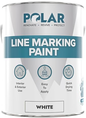 Polar Line Marker White Paint - 2.5 Litres - Heavy Duty & Hard-Wearing - Indoors & Outdoors - Ideal For Car Parks, Tennis Courts, Warehouses - Water, Chemical & Acid Resistant