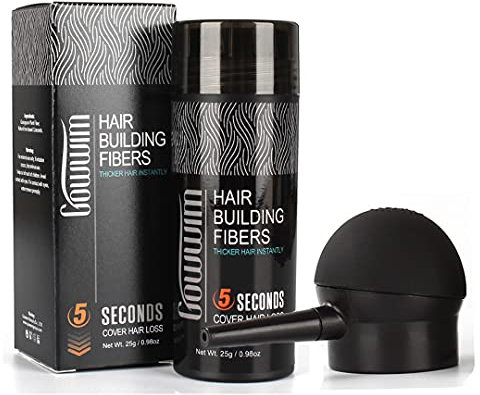 GOWWIM Hair Thickening Fibers Best 2-in-1 Kit Set,Keratin Hair Building Fibers & Spray Application Atomizador Pump Nozzle & Hair Fiber Lock Hold Spray,Instantly Cover Sparse Hair Areas (Mid brown)
