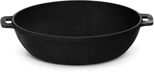 4BIG.fun Cacerola de hierro fundido de 26 cm, sartén de hierro fundido para inducción, apta para parrilla de gas, horno, hoguera y todo tipo de fuegos, incluye inducción