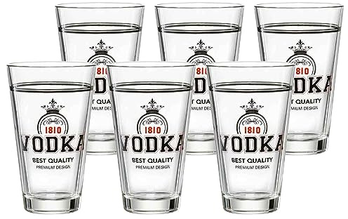 Ritzenhoff & Breker Spirits Vodka Becher 6er Set, 330 ml, Longdrinkgläser mit Spirituosen-Druck, Klassische Trinkgläser, Spülmaschinengeeignet