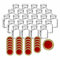 gouveo 24er Set Einmachgläser 150 ml eckig mit Schraub-Deckel rot-gold - Kleine Vorratsgläser mit Schraubverschluss - Leere Gewürzgläser, Marmeladengläser, Einkochgläser, Einweckgläser