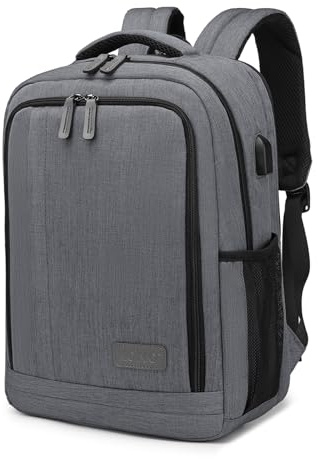 Kono Laptop Backpack for Men Computer Bag for 15.6 Inch Notebook School Bags Casual Daypack Rucksack for Women Men Travel Business Work College (Grey)