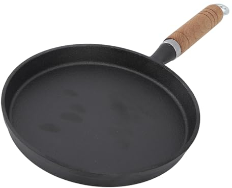 Padella in ghisa, 20 cm, padella antiaderente con manico in legno, mini padella per omelette, padelle per cucinare, per ristorante, hotel, casa, cucina
