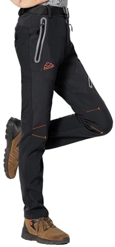 Rdruko Women's Hiking Ski Snow Pants Waterproof Insulated Fleece Outdoor Winter Pants(Full Black, US M)