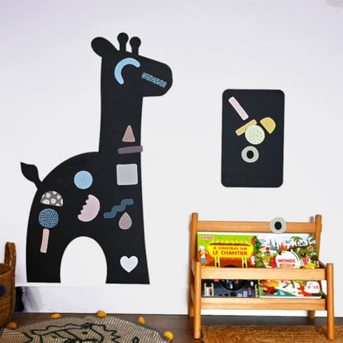 FERFLEX - Lavagna magnetica Giraffe - decorazione da parete con banda magnetica riposizionabile - venduta con un set di forme geometriche - 97x58 cm