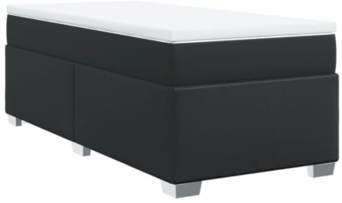 vidaXL Cama Box Spring con colchón Cuero sintético Negro 90x190 cm, boxspring, Camas con somier, Muebles de Dormitorio, Cama con somier, Cama