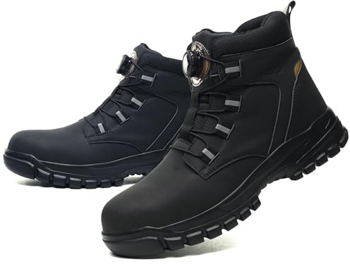 IYVW YD682 Chaussures de Travail Sécurité Cuisine S2 Homme Femme Composite Toe SRC Anti Slip Antistatique Résistant À l'eau Supérieur Noir 42 EU