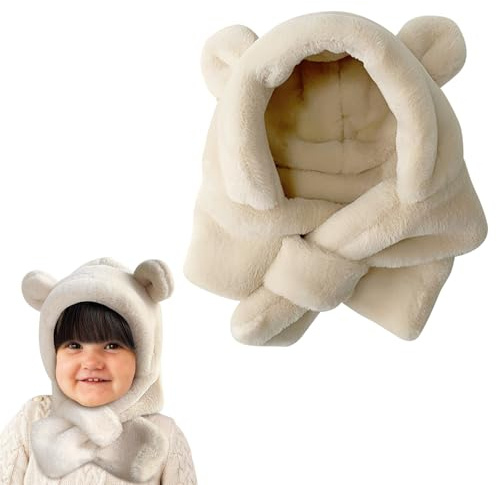 Valicaer Bonnet Echarpe 2 in 1 Enfant,Chapeau Hiver en Peluche Cache Cou Chapeau Écharpe d'hiver Balaclava Chaude Chapeau Ensemble Bonnet Snood Cache pour Garcon Fille 2 à 24 Mois