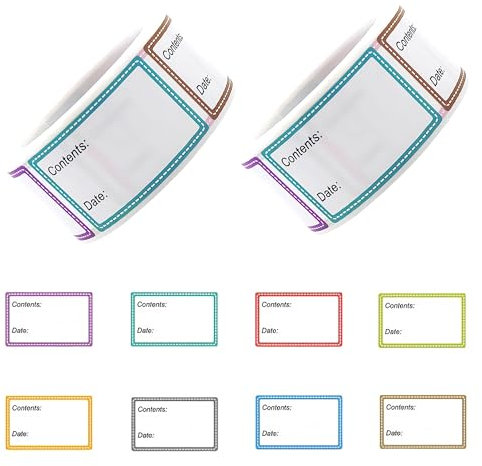 2 Rolls 1000 Pieces Freezer Labels - Removable Food Labels for Storage Boxes, Jars, Pantry & Meal Containers