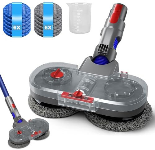 ZOBMIO - Cabezal de fregona eléctrica para Dyson V7, V8, V10, V11, V15, aspiradora, suelo eléctrico con depósito de agua extraíble y 12 fregonas lavables