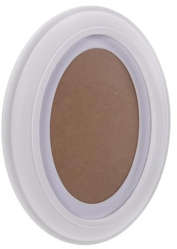 PRETYZOOM 7 Zoll Bilderrahmen Rund Ovaler Holz-Bilderrahmen Wanddekoration-WeißEr Mit Nahtlosen NäGeln Und S-NäGeln FüR Wohnzimmer