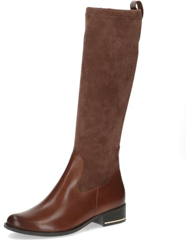 Caprice Damen Hohe Stiefel mit Absatz Runde Spitze Blockabsatz, Braun (Cognac Comb), 40 EU