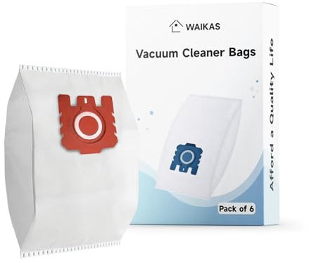 WAIKAS 6 Sacchetti per Aspirapolvere Miele FJM/GN, per Aspirapolvere Classic C1 Complete C2 C3, S2 S4 S5 S6 S8 Series 3D Efficiency Sacchetto, Rosso