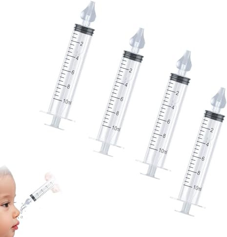 4 Stück Nasensauger Baby,nasensauger Babyspritze,Baby Nasensauger,Nasendusche Baby,Nasenspülung,Nasenspülung Baby,Nasensauger,Tragbarer Wiederverwendbarer nasendusche,weiß,10ml