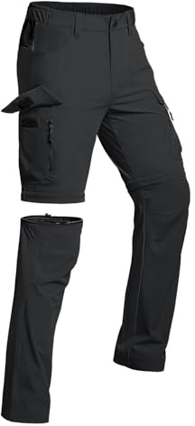 Vzteek Pantalon de randonnée zippé pour homme - Pantalon d'extérieur - Pantalon d'été Softshell stretch - Pantalon court pour la randonnée, le vélo, le travail