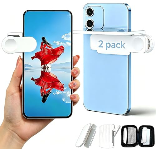 SHINEOFI 2 stycken spegelreflektor för mobiltelefon justerbar kamera spegelklämma för smartphones för kreativ fotografering och på vägen lätt och bärbar rengöringsduk