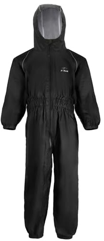 Zorax Unisex Kids Rain Suit One-piece Rainwear Black (11-12 Years)