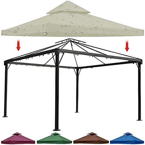 Cubierta de repuesto impermeable para pabellón de 2 niveles ventilada para pérgola, patio, parrilla, jardín, solución duradera para refugio al aire libre