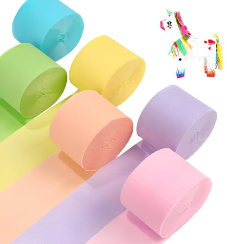 6 Rolls Crepe Paper,Color Party Streamers Birthday Christmas Hanging Tassels Craft Backdrop Rolls Paper for Party Decoration, Home Decoration and DIY Art Projects.