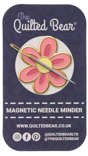 The Quilted Bear Needle Minder - Imán de aguja para mantener las agujas de coser y bordar, agujas de punto de cruz seguras al coser suministros de punto de cruz y suministros de bordado (flor rosa)